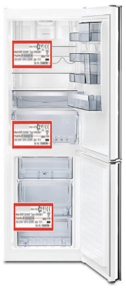 Kühlschrank zeigt Alarm, rotes Warnlicht, blinkendes Dreieck oder
