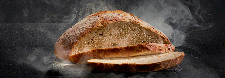 Bread baked with steam